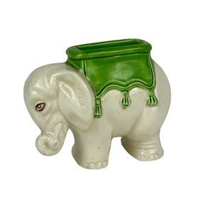 Vintage Ceramic Elephant Figurine Planter Toothpick Holder White